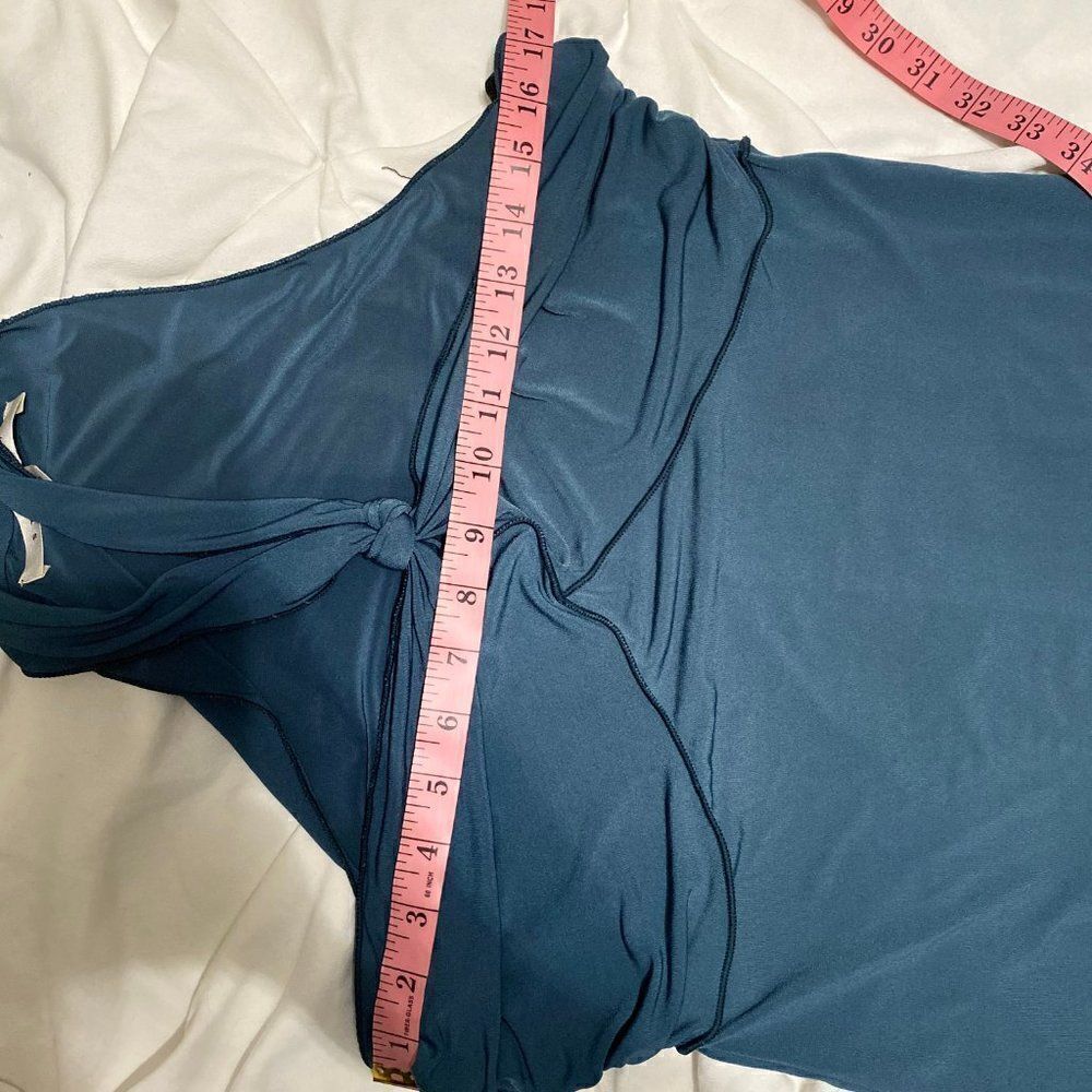 EUC Teal Knotted Front Halter Cocktail Midi Dress - Picture 11 of 14